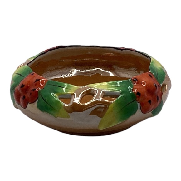 Vintage Lusterware Japanese Hand Painted Trinket Dish Bowl Persimmon Design - Picture 3 of 7